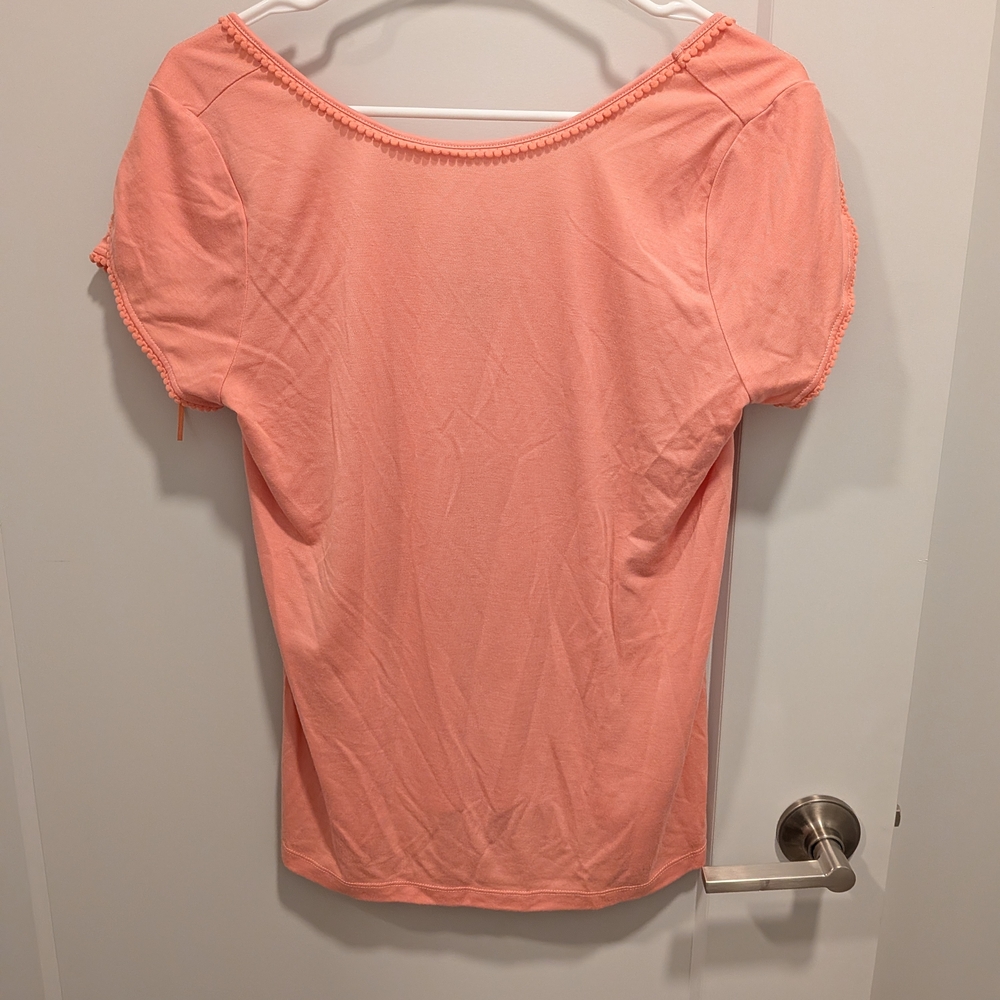 Casual Coral Short Sleeve Top